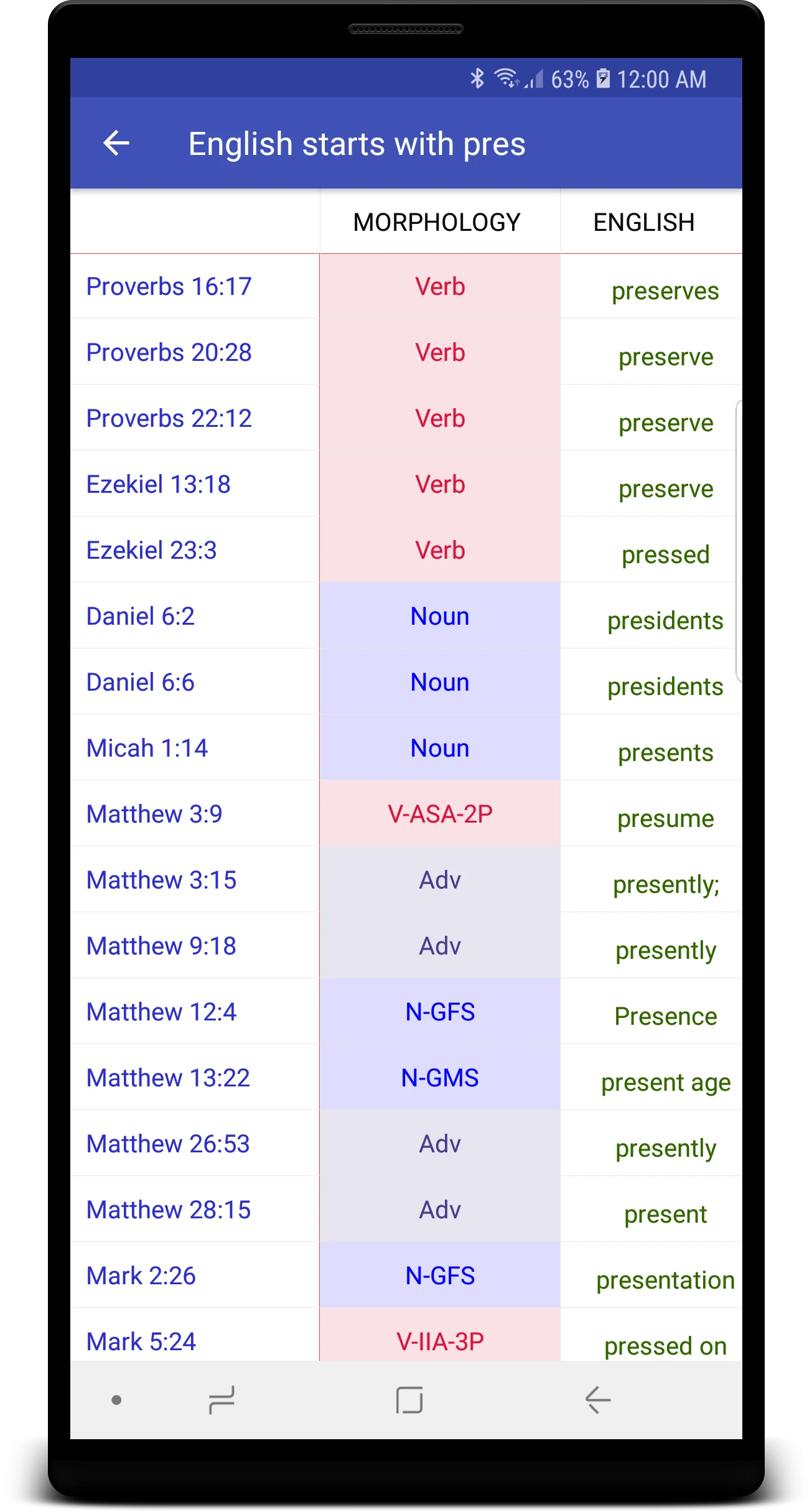 Hebrew/Greek Interlinear Bible screenshot